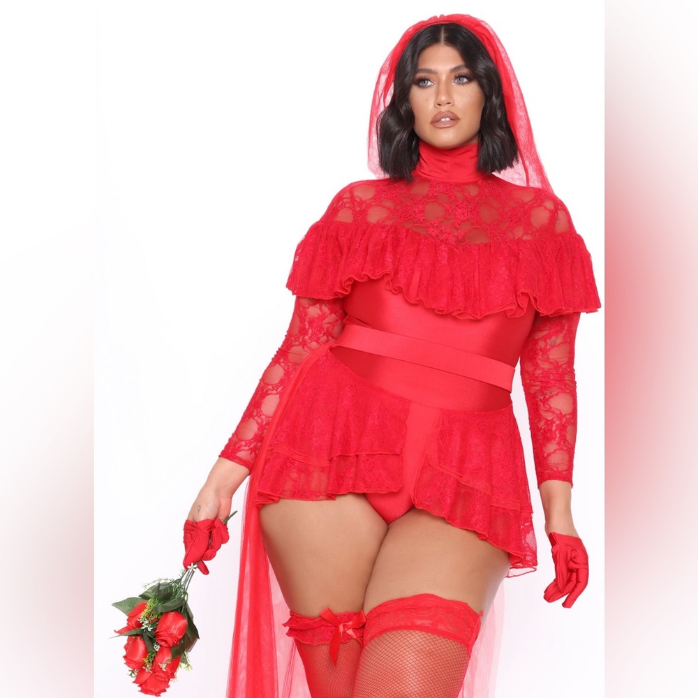 Bride To Be 6 Piece Costume Set -Red beetlejuice